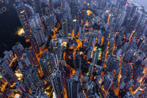 Preview: Hong Kong Downtown, China. Financial district in city in Asia. Skyscraper buildings