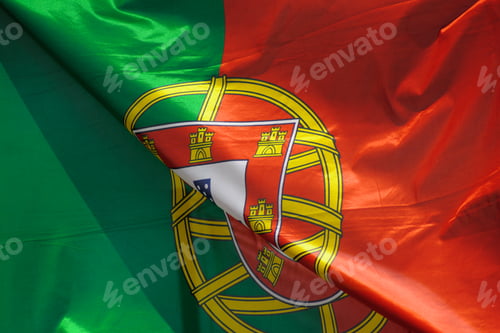 Preview: close-up view of a portuguese flag waving in the wind