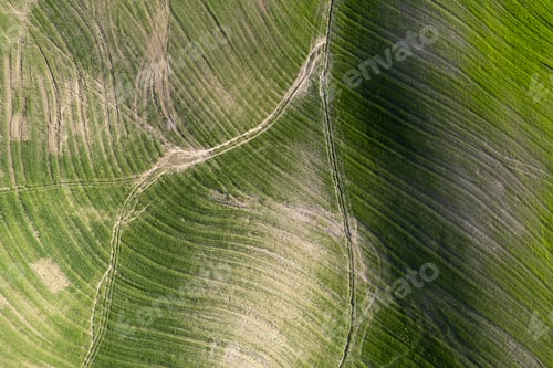 Preview: Aerial shot of the shapes of the cultivated fields