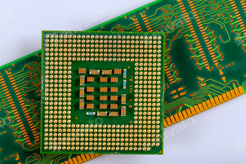 Preview: Advanced microprocessor with intricate design soldered connections on circuit board
