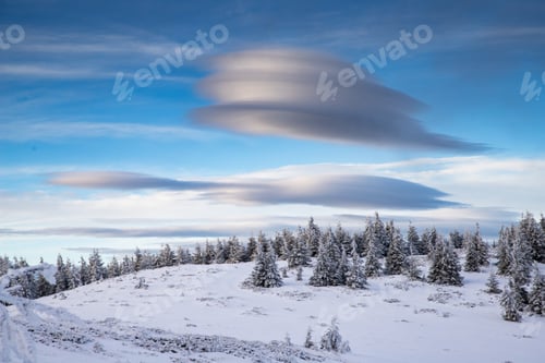 Preview: beautiful snow covered mountain landscape in winter