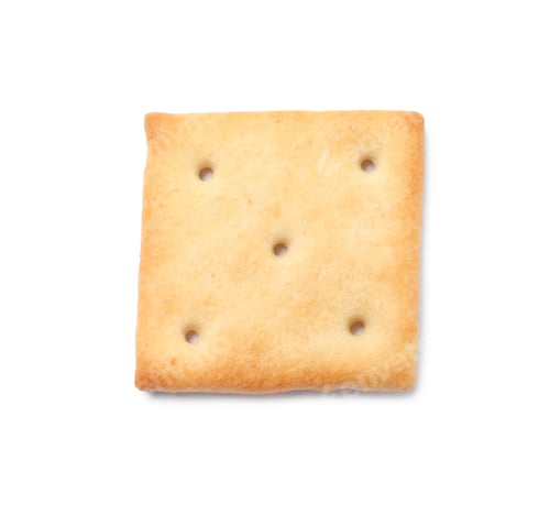 Preview: One crispy cracker isolated on white, top view. Delicious snack