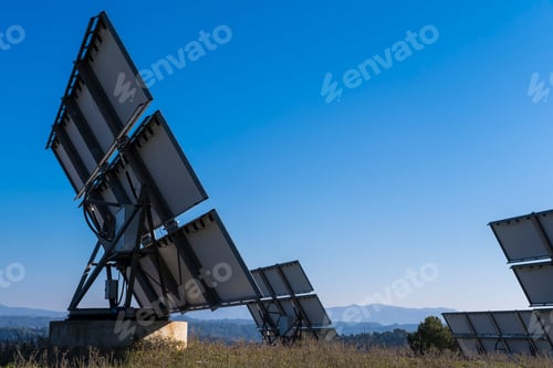 Preview: Solar cells in the field against a sky