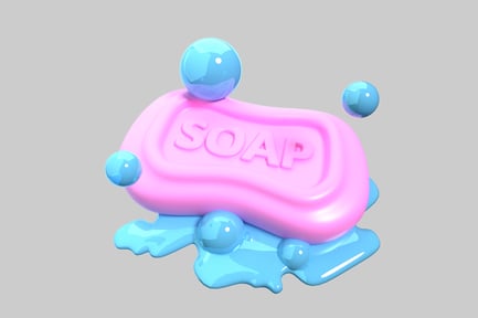 Preview: Pink soap with blue bubbles