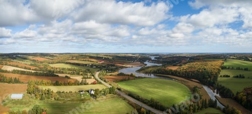 Preview: Aerial landscape view of Farm Fields during a sunny day
