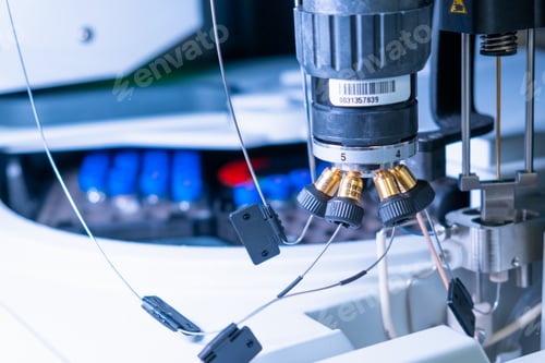 Preview: Close up auto sample with HPLC vials for analysis. Liquid chromatography instrumental method