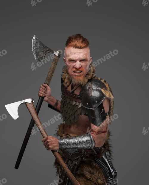 Preview: Furious viking with red hairs in combat stance