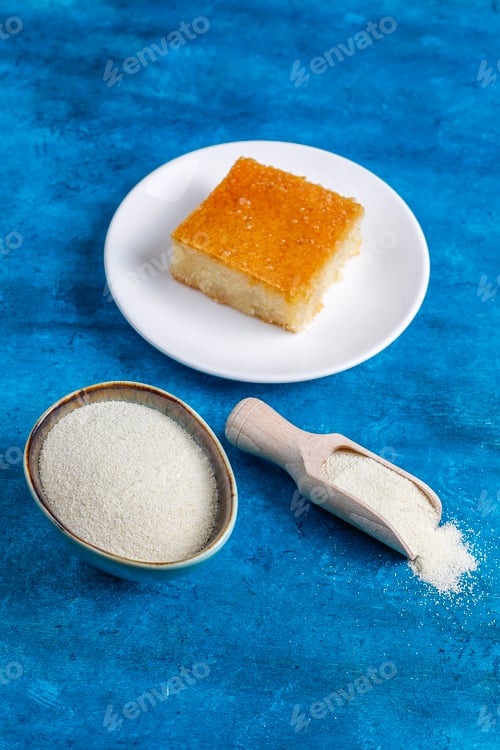 Preview: Homemade turkish dessert semolina cake.