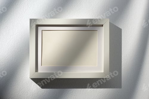 Preview: blank mockup photo freame with sunlight window at white studio