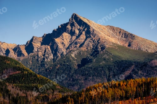 Preview: Mountain peak Krivan in High Tatras, with beautiful autumn color, Slovakia