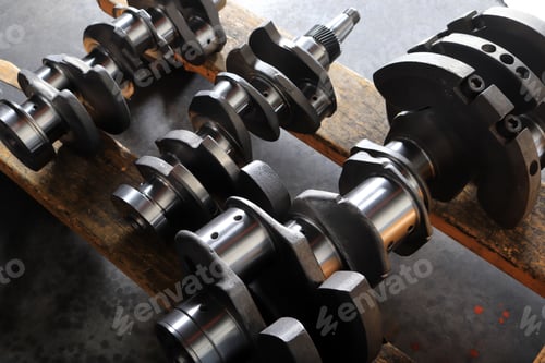 Preview: New engine crankshaft. Spare part.