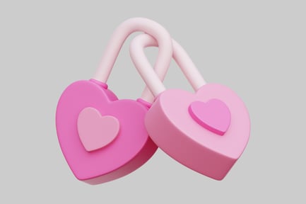Preview: Intertwined 3D Heart Padlocks Symbolizing Love