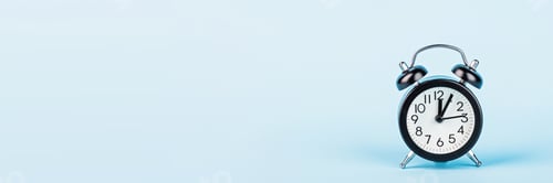 Preview: Retro alarm clock on blue background. Mockup, template. Time for work after and coronavirus covid-19