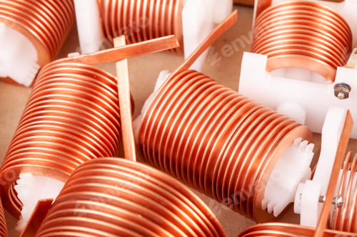 Preview: Close-up a lot of twisted flat copper wires