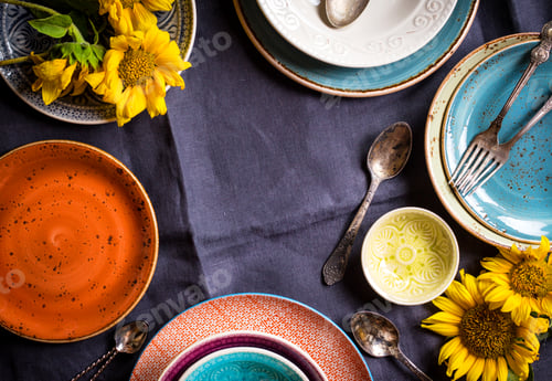 Preview: Different empty plates background