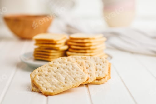 Preview: Salted Crackers on White Table