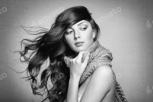 Preview: Portrait of a beautiful young woman with scarf
