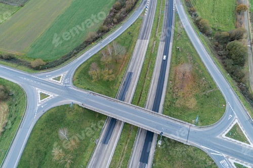 Preview: drone aerial view of highway access, transportation concept