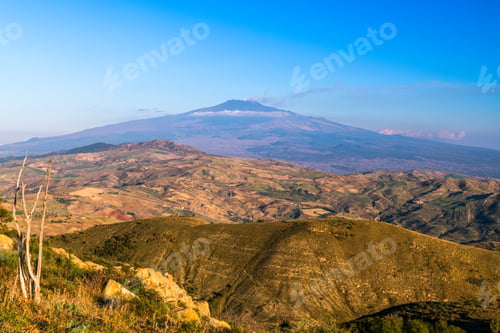 Preview: View of Mount Etna from Nebrodi Park in Sicily, Italy