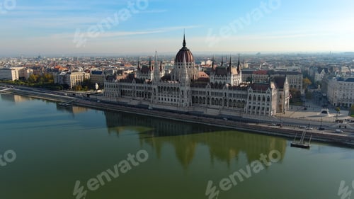 Preview: Aerial view of Hungarian Parliament Building in Budapest, Hungary