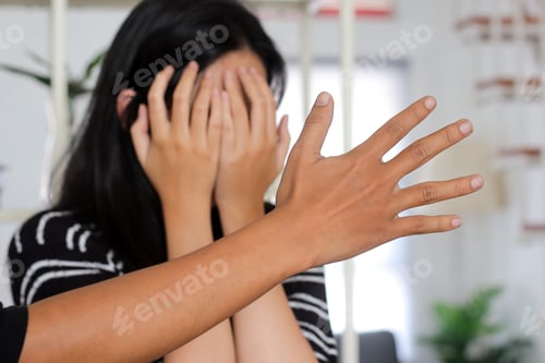 Preview: Man Beating Up His Wife Illustrating Domestic Violence