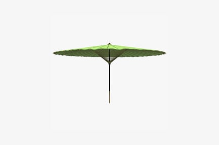 Preview: Open green umbrella with gridded canopy