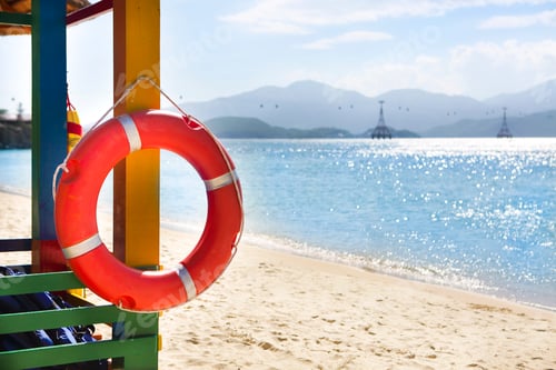 Preview: Open lifeguard tower with lifebelt, Nha Trang, Vietnam