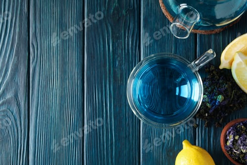 Preview: Concept of tasty hot drink, Anchan tea, space for text