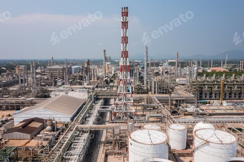 Preview: Aerial View of Storage Tanks in Oil Refinery