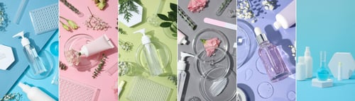 Preview: Collage of photos of face and body skin care products.