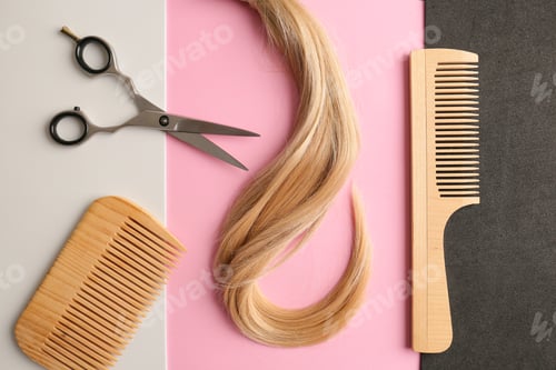 Preview: Hairdresser's scissors with strand of blonde hair
