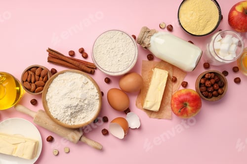 Preview: Concept of cooking cake or pie, top view