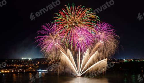 Preview: Colorful fireworks on the St Lawrence River, in Quebec City