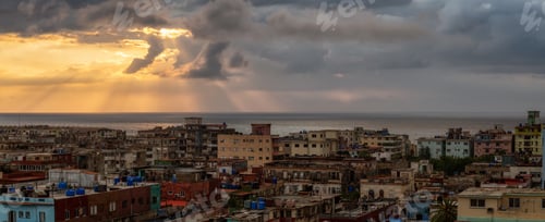 Preview: Aerial Panoramic view of the residential neighborhood in the Havana City, Capital of Cuba
