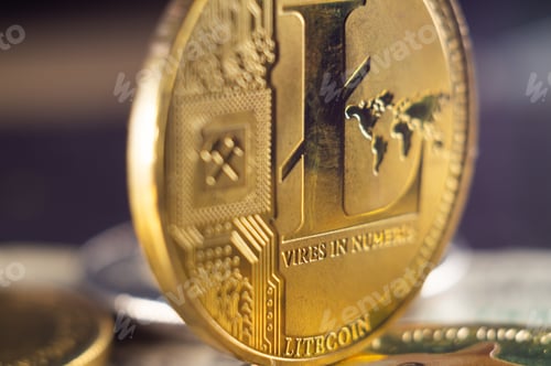Preview: Concept of cryptocurrency with a gold coin on a blurred background