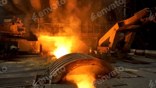 Preview: Close up view of working blast furnace at the metallurgical plant, heavy industry concept. Stock