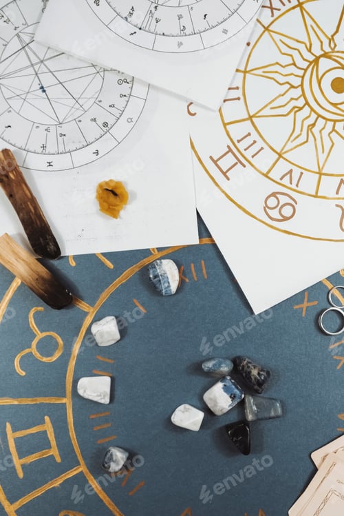 Preview: Astrology. Astrologer calculates natal chart and makes a forecast of fate.Tarot cards, Fortune telli