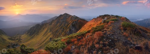 Preview: Panorama of mountains at dawn