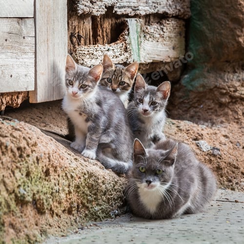 Preview: Homeless kittens with mom in Tuscany