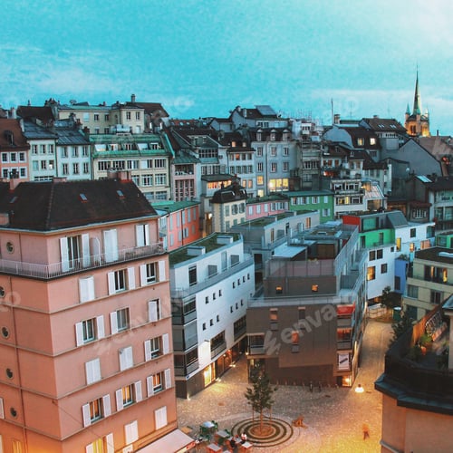 Preview: Colorful buildings structure in Lausanne,
Switzerland