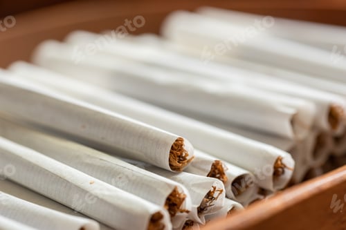 Preview: Closeup Images With Homemade Cigarettes On A Wooden Table