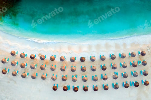 Preview: Sunrise over marble beach Porto Vathy in Thassos Island Greece