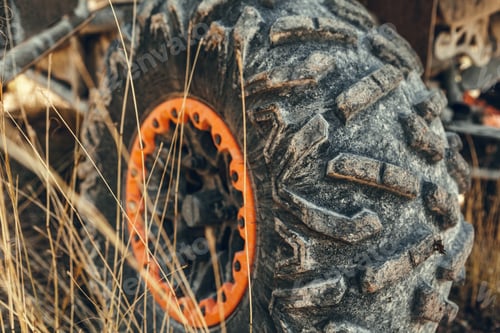 Preview: Off-road atv car closeup detail big tire