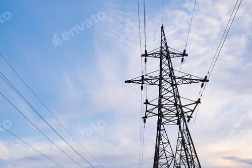 Preview: Electricity pylons and cabling, back ligth