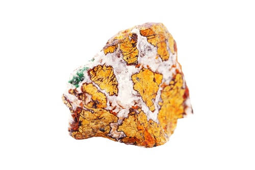 Preview: Rare chalcopyrite rock fragment displaying iridescent peacock colors, iron-copper mineral