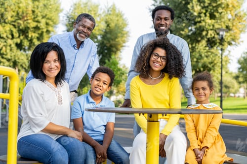Preview: Beautiful happy african american family bonding at the park