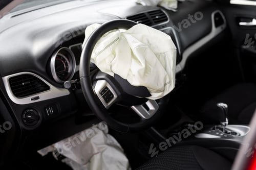 Preview: Airbag exploded at a car accident. Car Crash