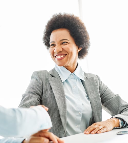 Preview: business woman office hand shaking meeting agreement handshake portrait black success contract
