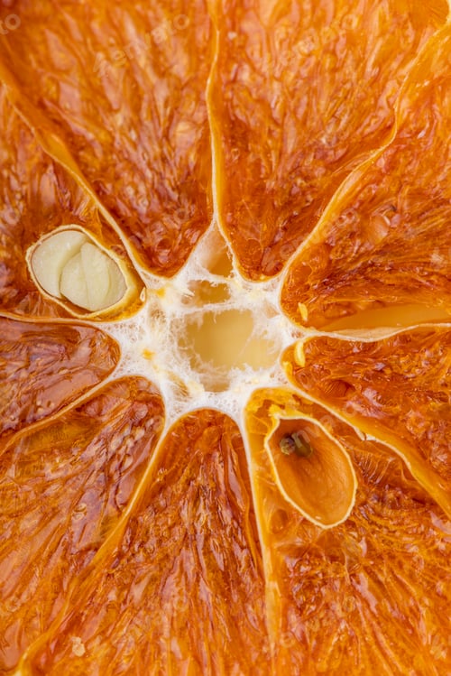 Preview: close up view of one dried orange slice on white background