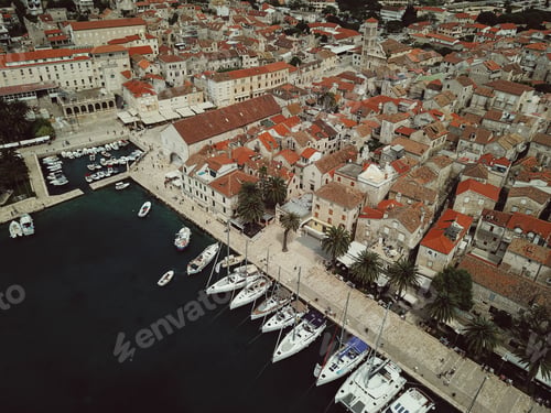 Preview: Aerial view photo of picturesque port with sailboats and yachts